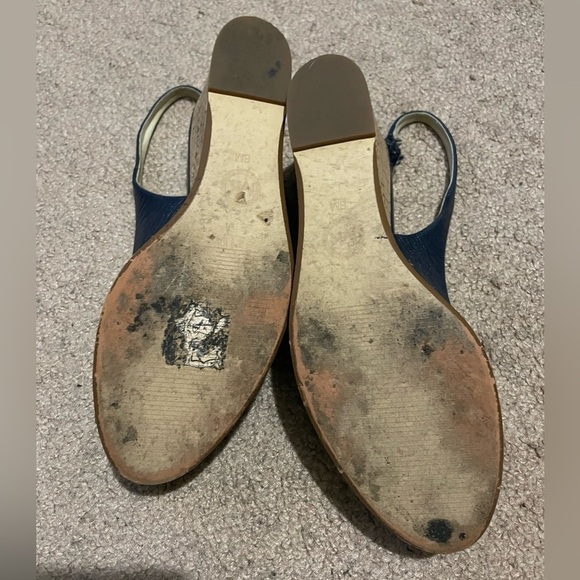 Michael by Michael Kors Navy Blue peep toe sling back wedges size 8M - Picture 6 of 9